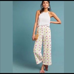 Anthropologie Embroidered Dot Wideleg Pants 2/4